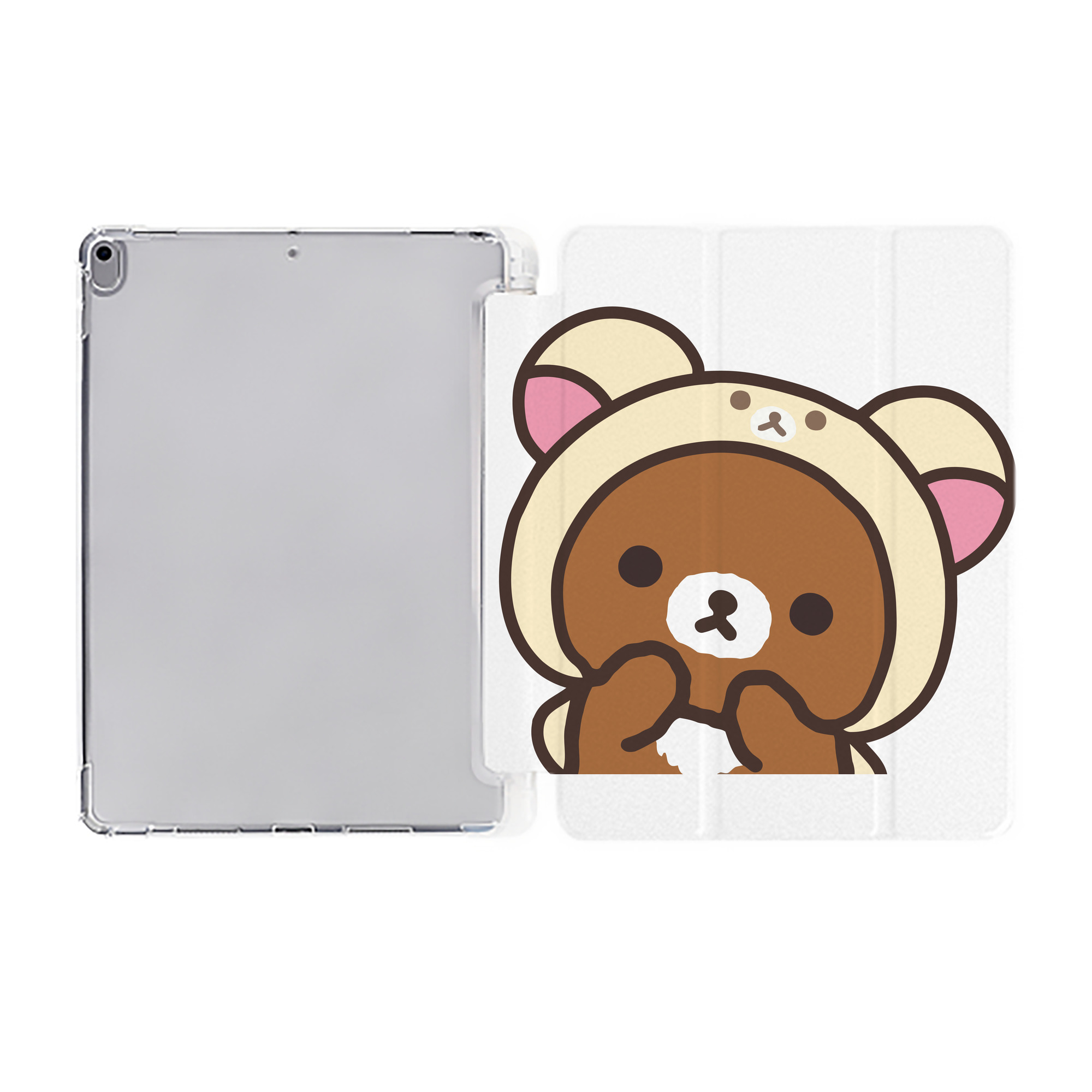 （画像用） リラックマ リラックマ キイロイトリ Rilakkuma Korilakkuma Kiiroitori IPad ケース ペン収納付き 三つ折りスタンド PUレザー×シリコン 対応機種9.5/10.5/10.9インチ